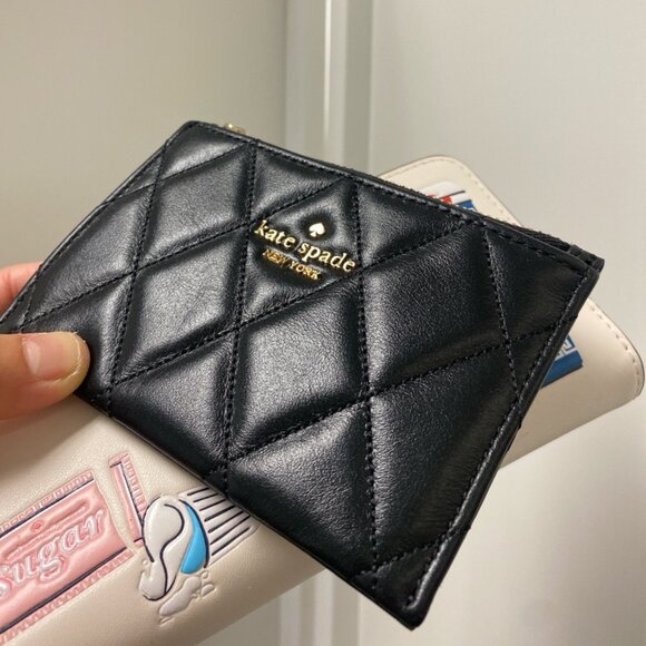 Kate Spade Coffee Break Slim Bifold Wallet + Small Smooth Quilted Card Holder - Picture 6 of 10